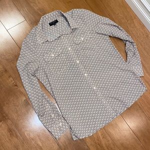 Pink geometric banana republic classic fit button up blouse